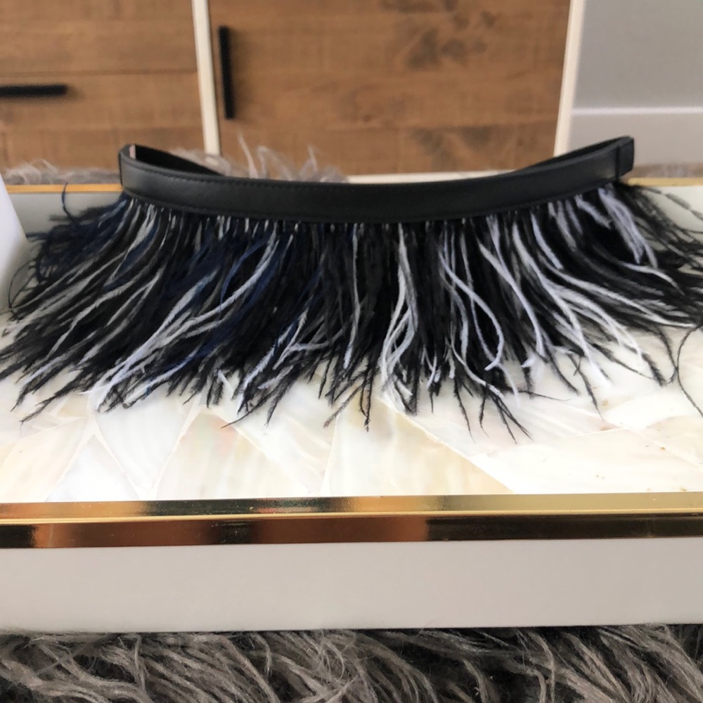 BCBGMaxazria Ostrich Feather Belt